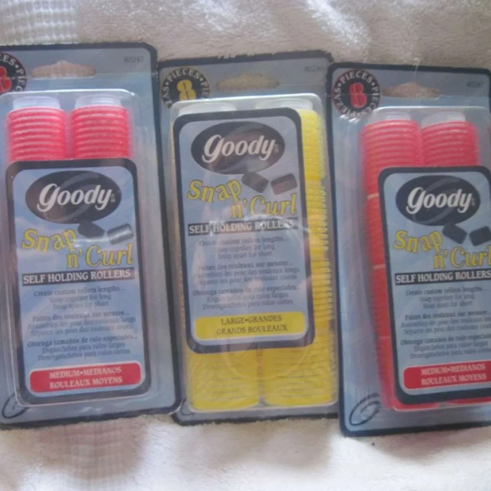 8 Goody Snap & Curl Self Holding Rollers Classic Hair Curlers Hook Large Medium